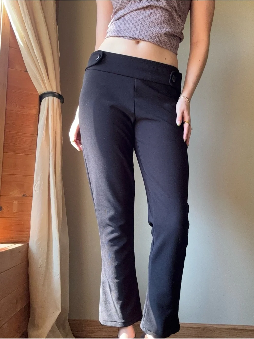 Fashion Bug Black Ankle Pants with Button Waist